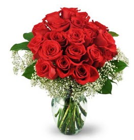 25 adet kırmızı gül cam vazoda  Iğdır Konaklı internetten çiçek siparişi 