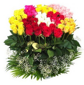  Iğdır karakoyunlu çiçek gönderme sitemiz güvenlidir  51 adet renkli güllerden aranjman tanzimi
