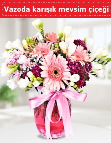 Vazoda karışık mevsim çiçeği  Iğdır Konaklı internetten çiçek siparişi 